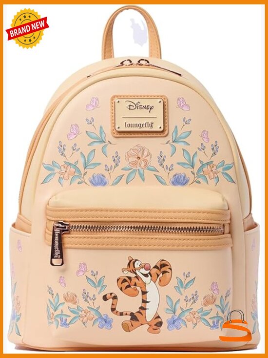 Mini Backpack Faux Leather Floral Print Double Strap Adjustable